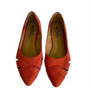 Self Esteem Red Faux Suede Bichon Flats Size 11